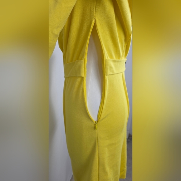 Luisa Cerano Yellow Midi Dress β Elegant Stretch Knit, Size US 4 - Picture 5 of 8